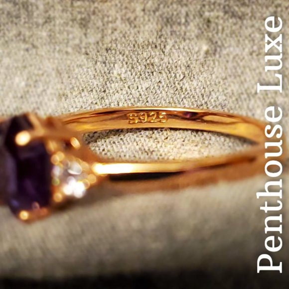 REAL 2ct Alexandrite Hexagon White Topaz Ring - Picture 4 of 7